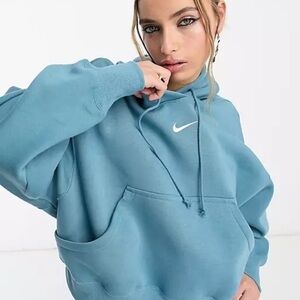 Nike Mini Swoosh Oversized Blue Hoodie Size L